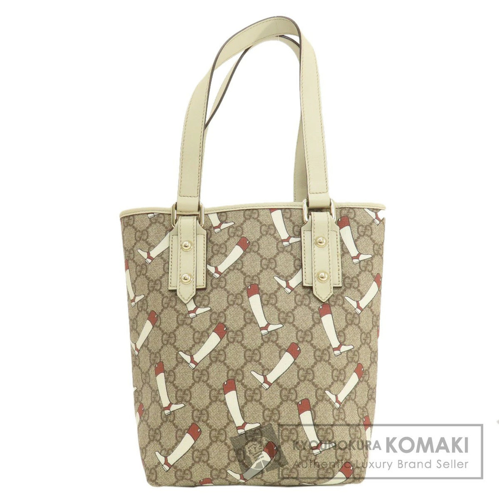 Gucci GG Supreme boot print tote bag Beige Red